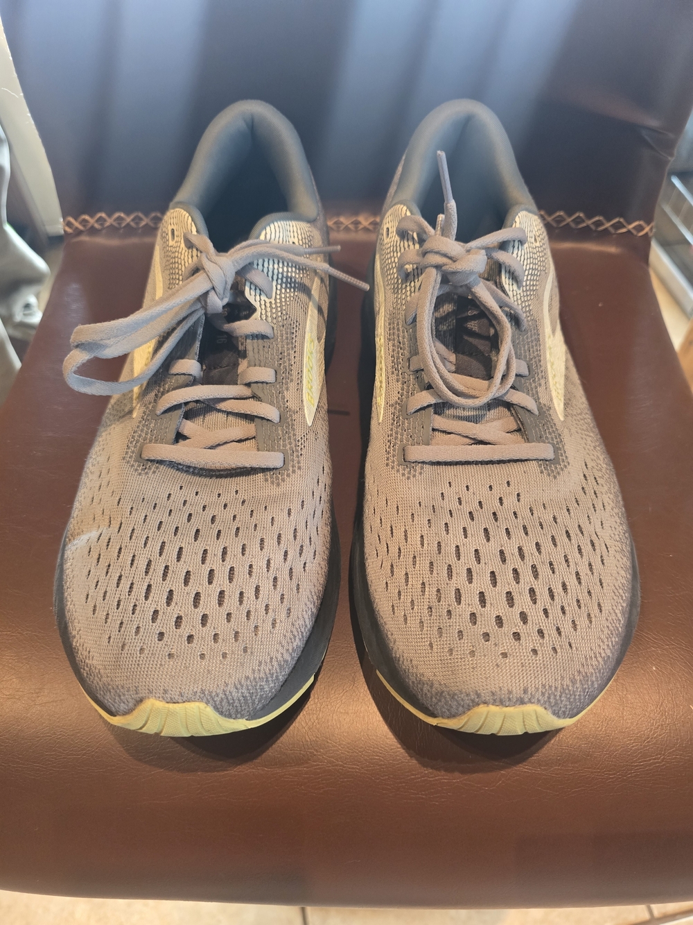 Brooks Men's Athletic Running Shoes Gray with Yellow Accents